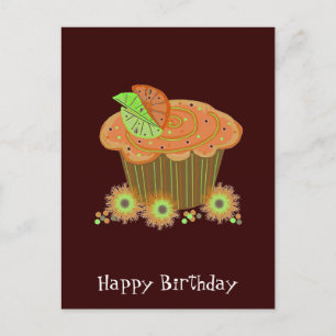 Oranger Geburtstag-Cupcake Postkarte