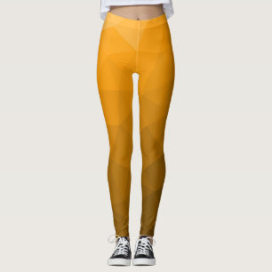 Oranger geometrischer Maschenmuster-Monogramm Leggings