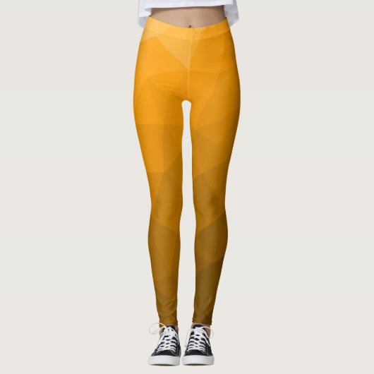 Oranger geometrischer Maschenmuster-Monogramm Leggings (Vorderseite)