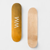 Oranger geometrischer Maschenmuster-Monogramm Skateboard (Vorderseite)