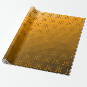 Oranger geometrischer Mesh-Muster-Monogramm Geschenkpapier
