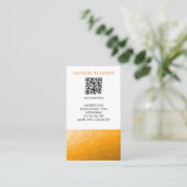 Oranger geometrischer Netz-Muster-QR-Code Visitenkarte (Stehend Vorderseite)