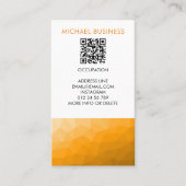 Oranger geometrischer Netz-Muster-QR-Code Visitenkarte (Vorderseite)
