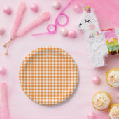 Oranger Gingham-Herbst-Kürbis-Party Pappteller (Party)