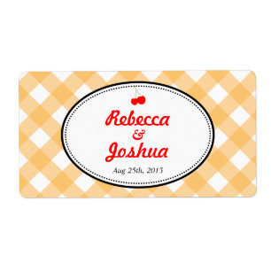 Oranger Gingham-Land-Hochzeitsgunst-Bezeichnung