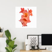 Oranger Gladiolen-Blumen Poster (Heimbüro)