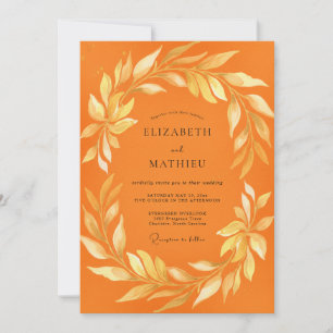 Oranger Gold Lorbeer Eukalyptus Hochzeit Einladung