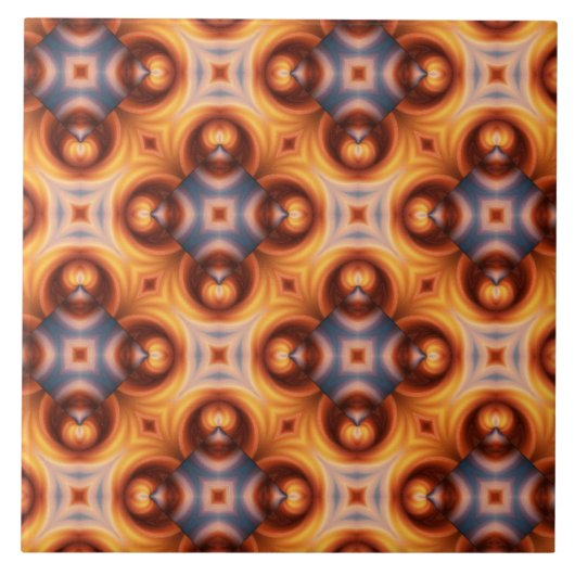 Oranger Gradient Retro-Mosaik-Muster Fliese (Vorderseite)