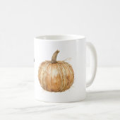 Oranger Herbst Heu Kürbis Kaffeetasse (VorderseiteRechts)