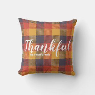 Oranger Herbst-Karo-Tartan Rustikales Landhaus-Sti Kissen