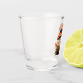 Oranger Herbstwaldpilze Schnapsglas (Links)
