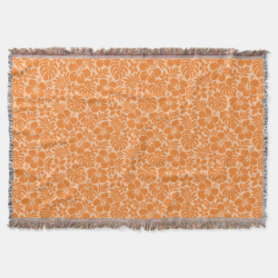 Oranger Hibiskus Aloha Druck Hawaiianisches Floral Decke