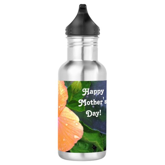 Oranger Hibiskus Frohen Muttertag Edelstahlflasche (Rechts)