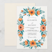 Oranger Hochzeit im Frühling Einladung (Vorne/Hinten)