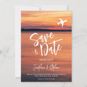 Oranger Hochzeitsflug in die Ferne Save The Date