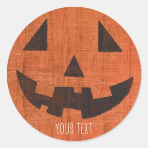 Oranger hölzerner Kürbis rustikales Halloween Part Runder Aufkleber