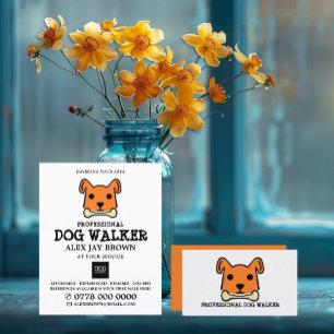 Oranger Hund mit Knochen, Werbung für Hunde Walker Flyer
