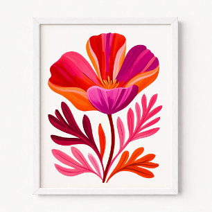 Oranger Kalifornischer Mohn Moderne Illustration Poster