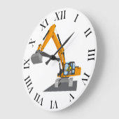 oranger Kettenbagger Große Wanduhr (Winkel)