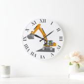 oranger Kettenbagger Große Wanduhr (Zuhause)