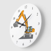 oranger Kettenbagger Große Wanduhr (Winkel)