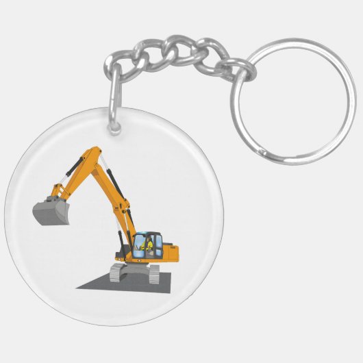 oranger Kettenbagger Schlüsselanhänger (Rückseite komplett)