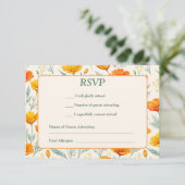 Oranger Klatschmohn Blumen RSVP Karte (Stehend Vorderseite)