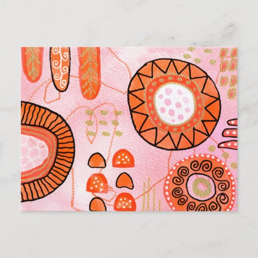 Oranger Korallen Abstraktes Postkarte (Vorderseite)