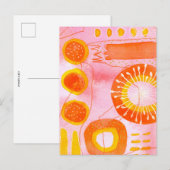 Oranger Korallen Abstraktes Postkarte (Vorne/Hinten)