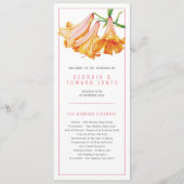 Oranger Korallilien-Wasserfarben-Blumen-Hochzeit Programm (Vorderseite)