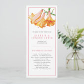 Oranger Korallilien-Wasserfarben-Blumen-Hochzeit Programm (Stehend Vorderseite)