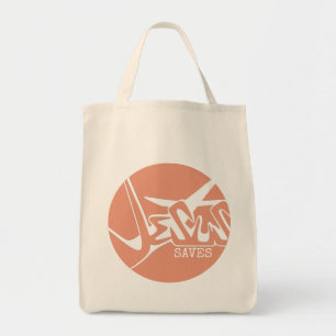 Oranger Kreis Das Kreuz Jesus rettet Graffiti Tragetasche