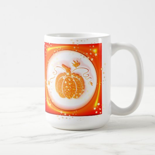 Oranger Kürbis, Herbst, Erntedankfest, Halloween Kaffeetasse (Rechts)