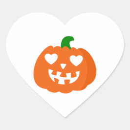 oranger Kürbis-Herz-Halloween Jack-o-Lantern Herz-Aufkleber