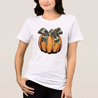 Oranger Kürbis mit Tarnschleife Herbst Halloween Tri-Blend Shirt