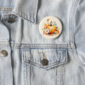 Oranger Kürbis und Blumen Herbst Button (Beispiel)
