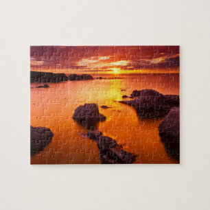 Oranger Landschaftsausschnitt, Sonnenuntergang, Ka Puzzle