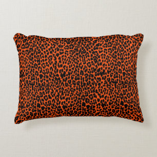 Oranger Leoparden-Skin-Druck Dekokissen