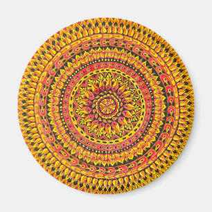 Oranger Mandala Original Kunst Magnet