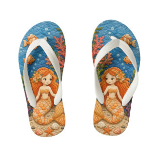 Oranger Meerjungfrau-Quilt Kinderbadesandalen