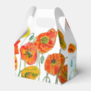 Oranger Mohn Hochzeitstorte Gefallen Box Blumen Geschenkschachtel