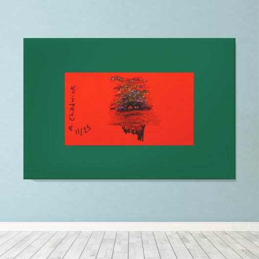 Oranger Mond Landschaft Leinwanddruck (Insitu (Holzboden))