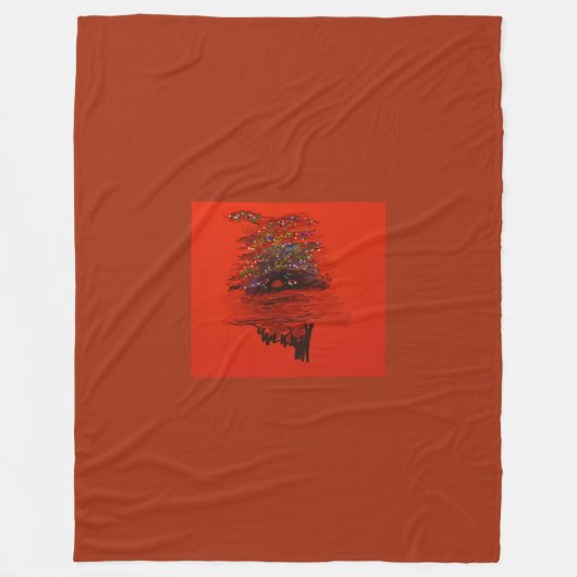 Oranger Mondlandschaft Fleecedecke (Vorderseite)