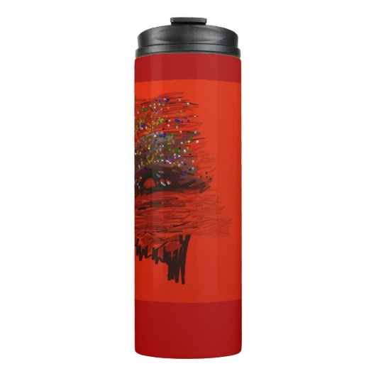 Oranger Mondlandschaft Thermosbecher (Vorderseite)