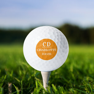 Oranger Name mit Monogramm Golfball