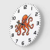 Oranger Oktopus Cartoon Ozean Meerestier Große Wanduhr (Winkel)