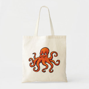 Oranger Oktopus Cartoon Ozean Meerestier Tragetasche