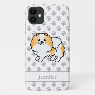 Oranger Parti-Farben Pomeranian Süßer Hund & Name Case-Mate iPhone Hülle