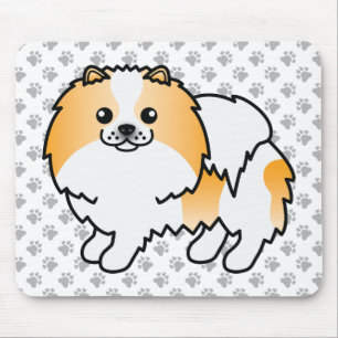 Oranger Parti-Farben Pomeranian Süßer Hund & Pfote Mousepad