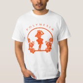 Oranger polynesischer Tänzer mit Hibiskusblumen T-Shirt (Vorderseite)